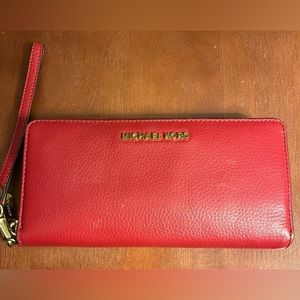 Michael Kors Red Continental Zip-sides Wallet, Red leather